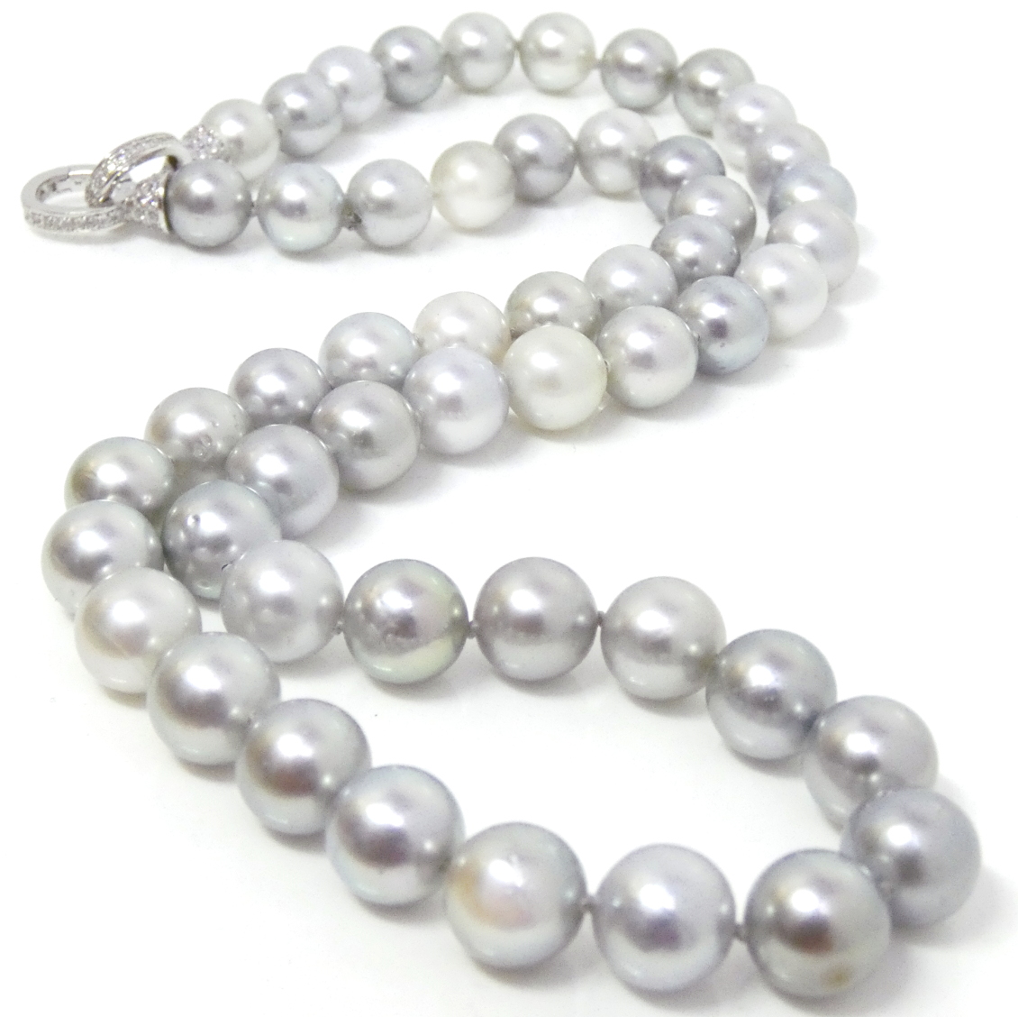 Silver and White Tahitian Pearls Necklace